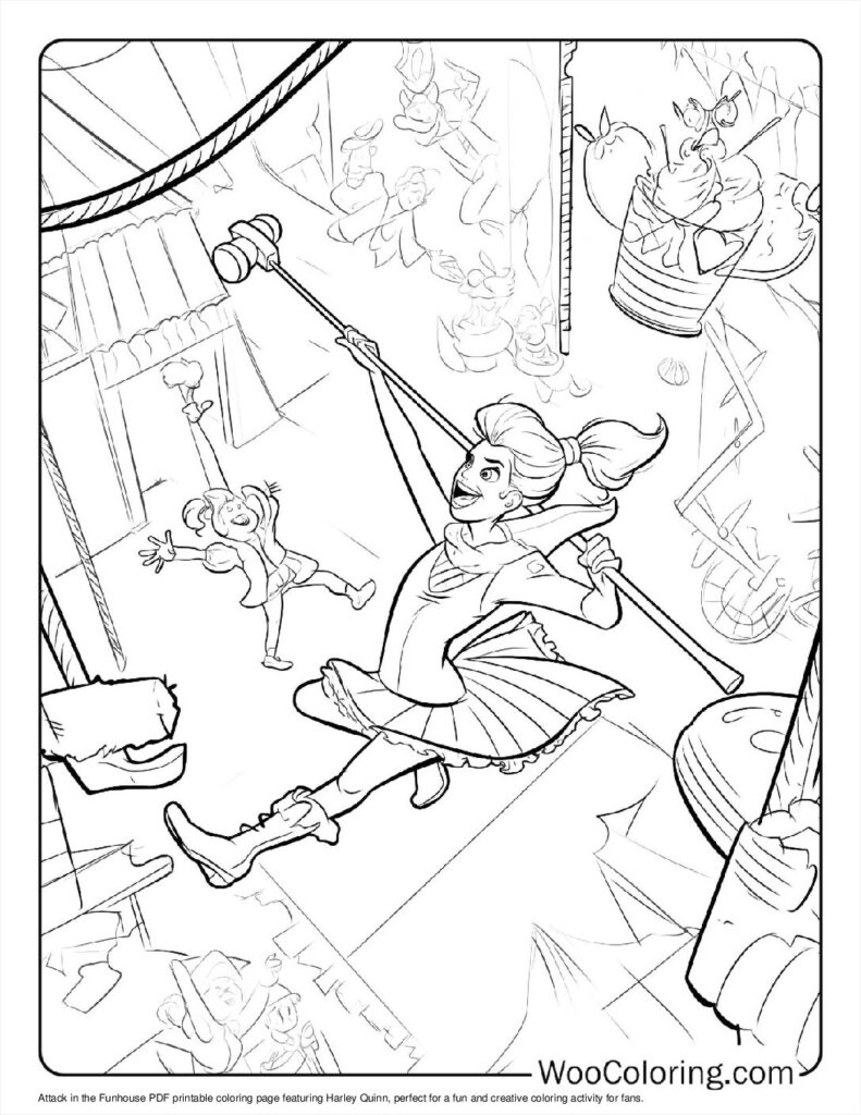 Attack in the Funhouse Coloring In For Kids