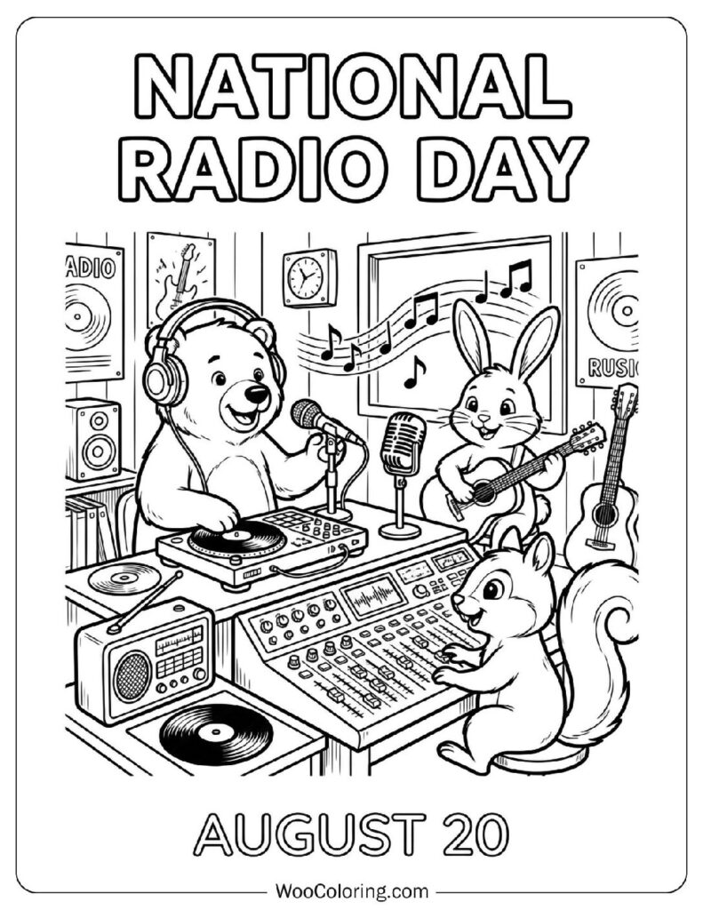 August 20 – National Radio Day Coloring Page
