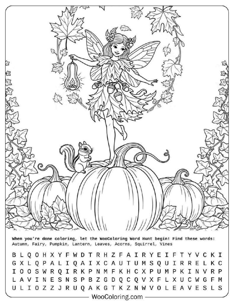 Autumn Fairy Coloring Page