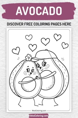 Avocado coloring pages designs for kids