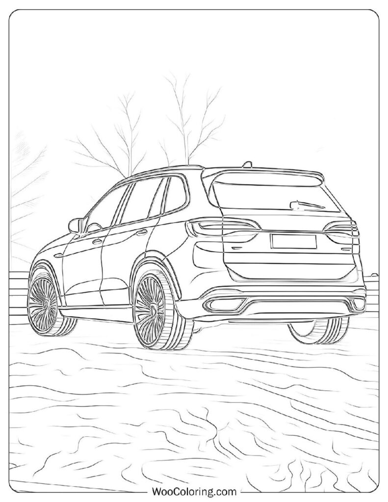 BMW X5 Rear View Coloring Page For Preschoolers