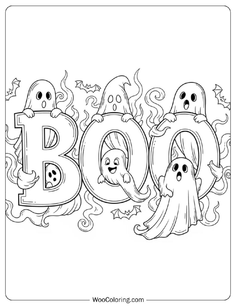 “BOO” Ghostly Sign coloring page