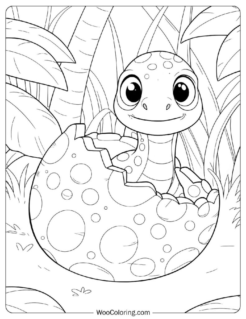 Baby Brachiosaurus in a Fossilized Egg To Color