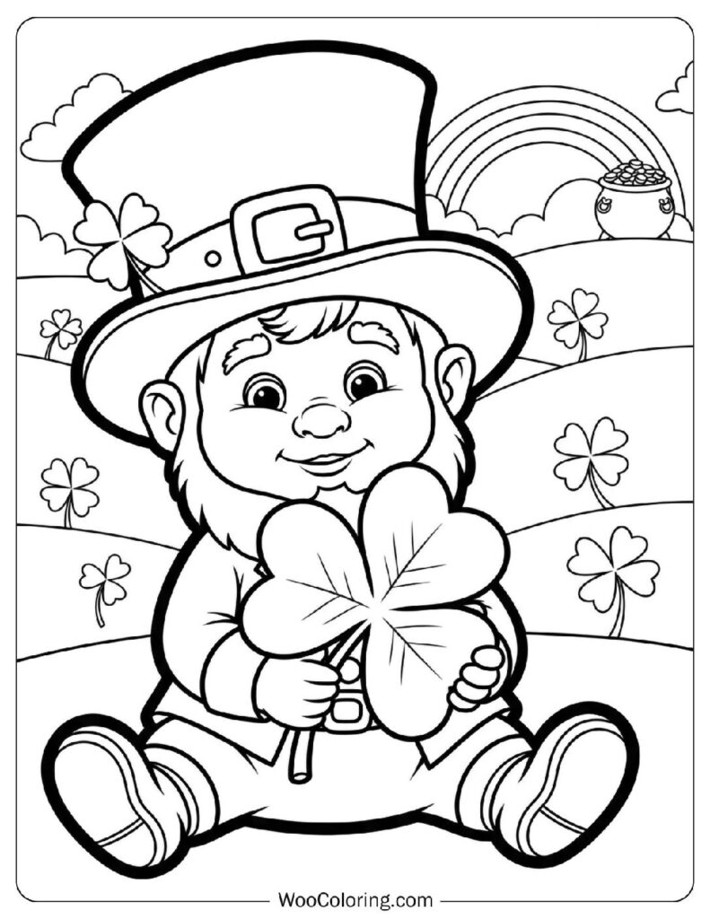 Baby Leprechaun Holding a Four-Leaf Clover