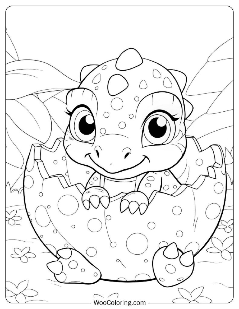 Baby Pachycephalosaurus Breaking Out of a Speckled Egg