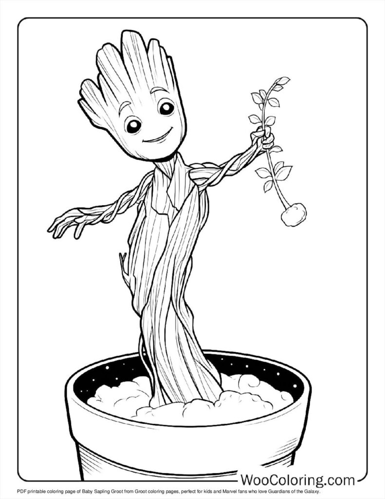 Baby Sapling Groot To Color