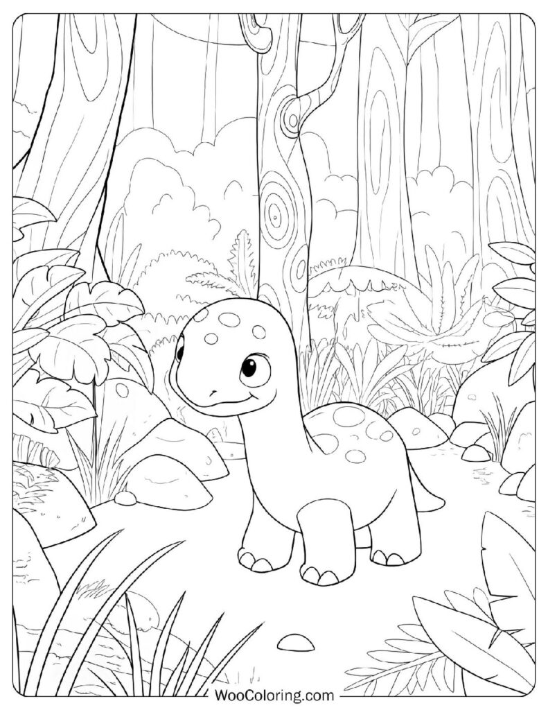 Baby Triceratops Exploring the Forest