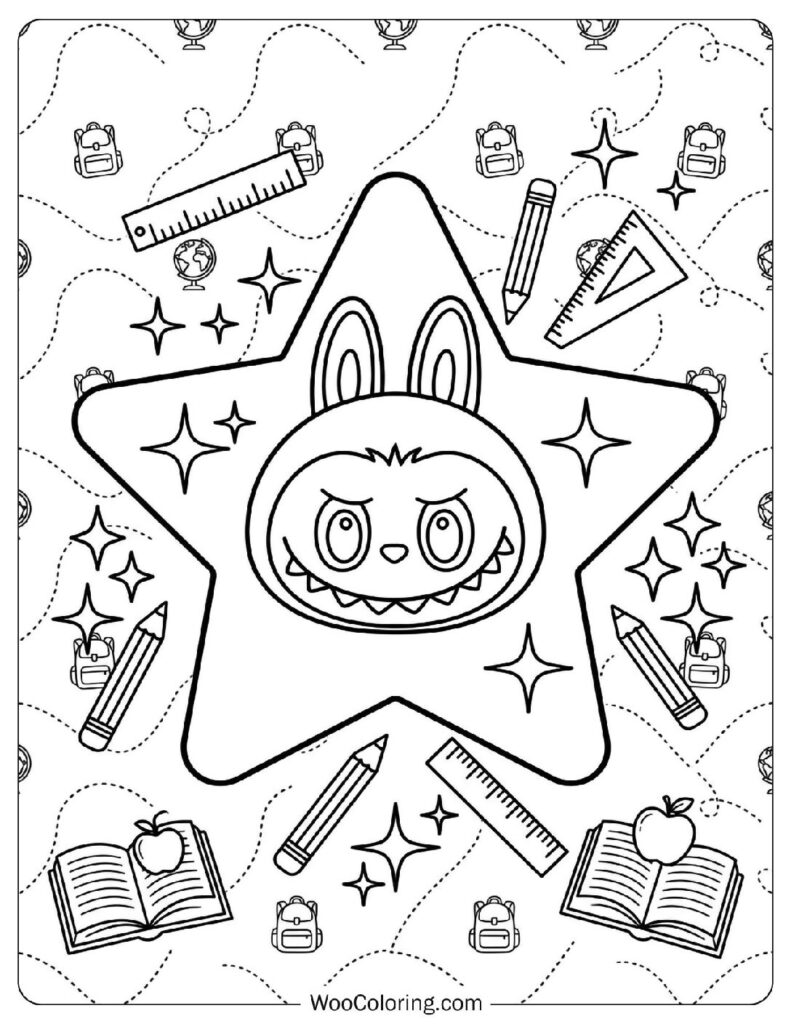 Back to School Star with Sparkles and Happy Face