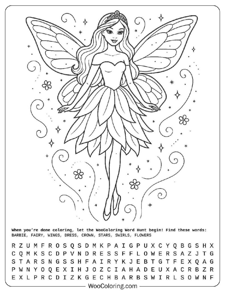 Barbie Fairy Coloring Page