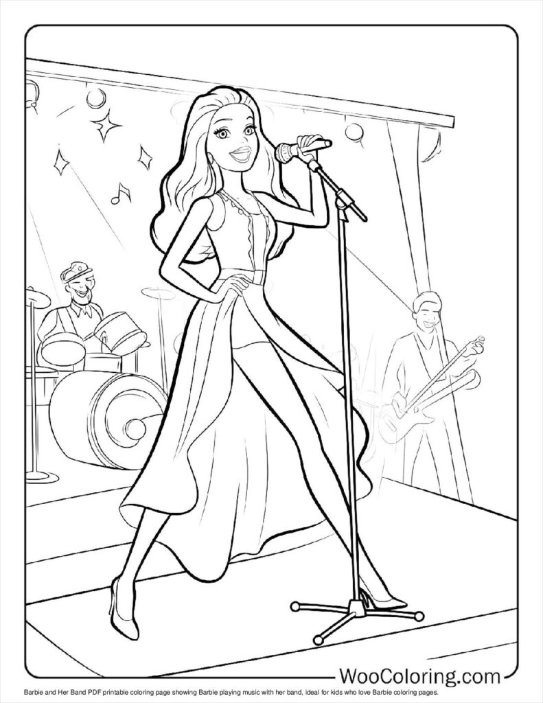 Barbie and Her Band Coloring Page