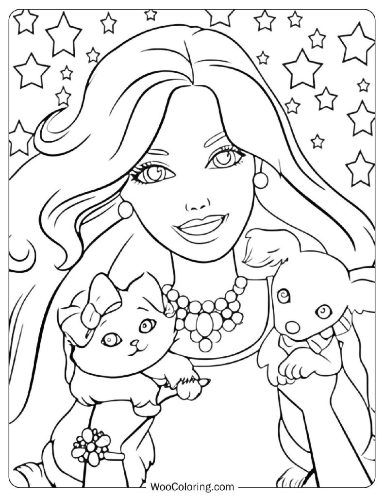 Barbie with Her Glamorous Puppy and Kitten