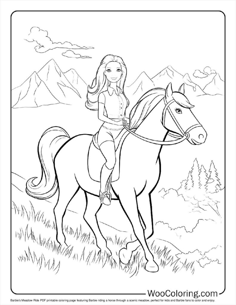 Barbie's Meadow Ride Coloring Sheet