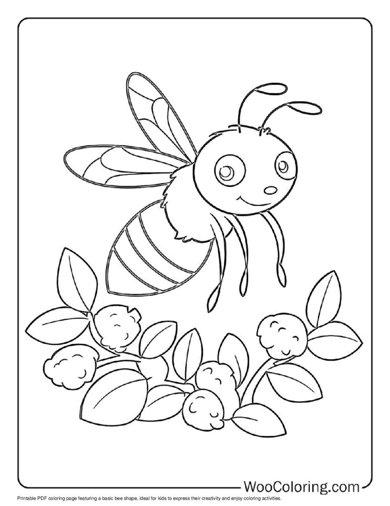 Basic Bee Shape Coloring Sheet