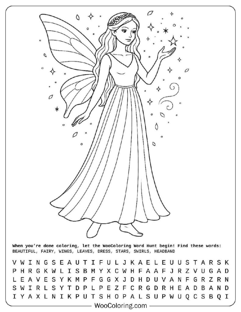 Beautiful Fairy Coloring Page
