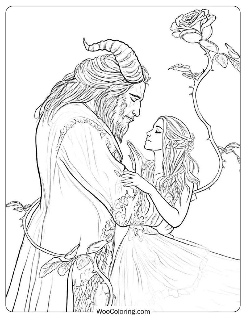 Beauty And The Beast Picture To Color With Belle And Beast