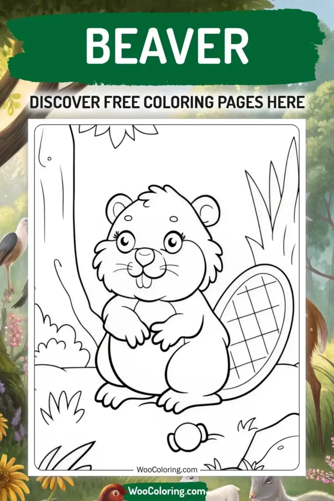 Beaver coloring pages designs with animal