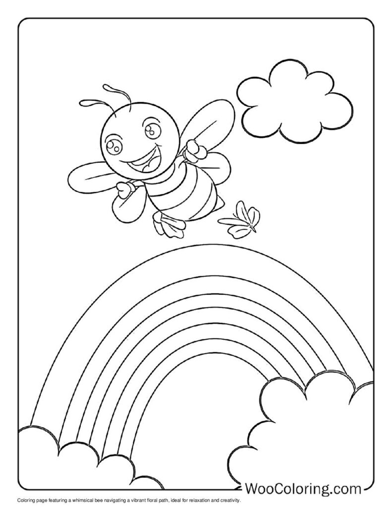 Bee's Bright Path Coloring Page For Kids
