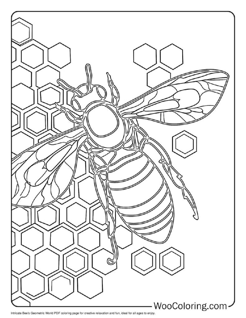 Bee's Geometric World Coloring Page