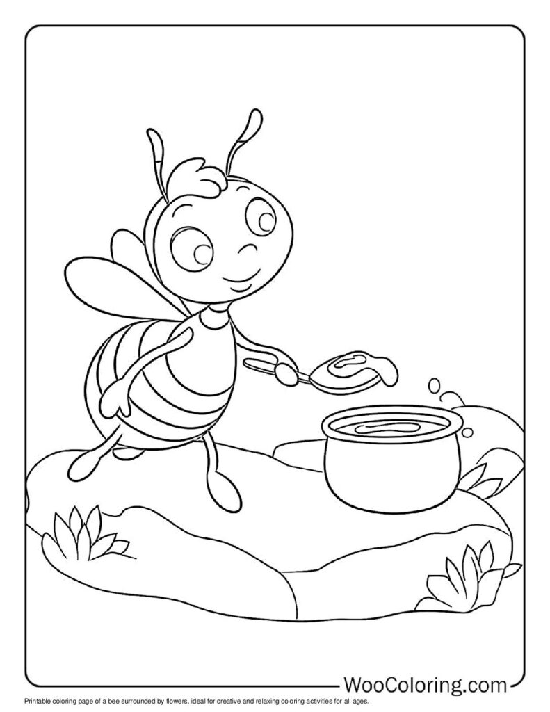 Bee's Golden Treat Coloring Page