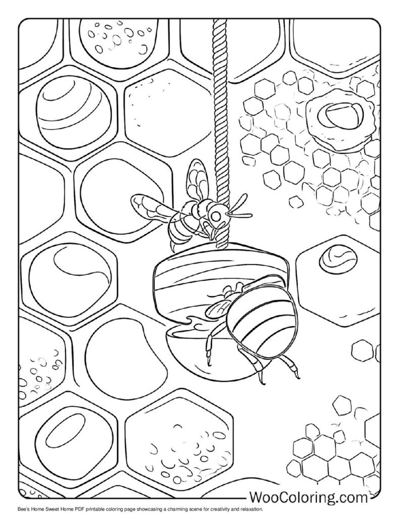 Bee's Home Sweet Home Coloring Sheet