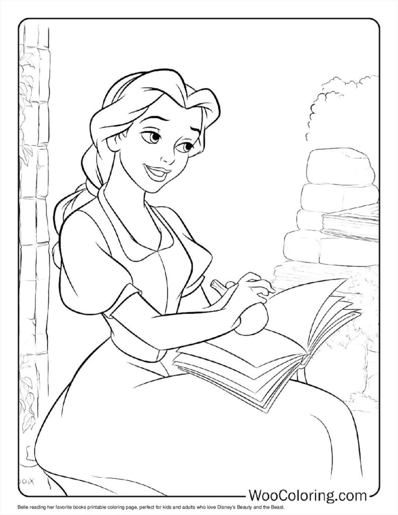 Belle and her books Coloring Sheet