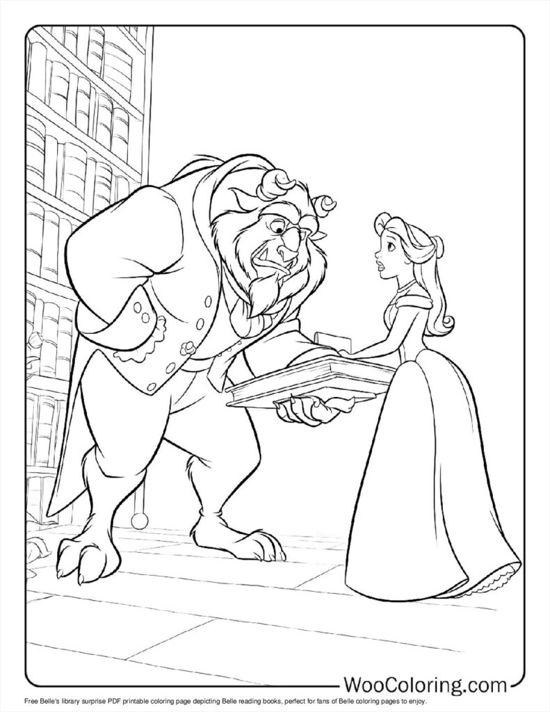 Belle’s library surprise Coloring In For Kids