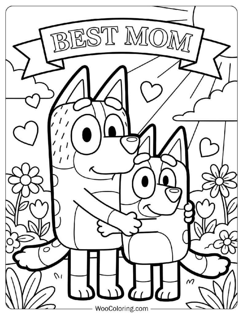 Best Mom Banner Above a Sweet Mother and Baby Embrace