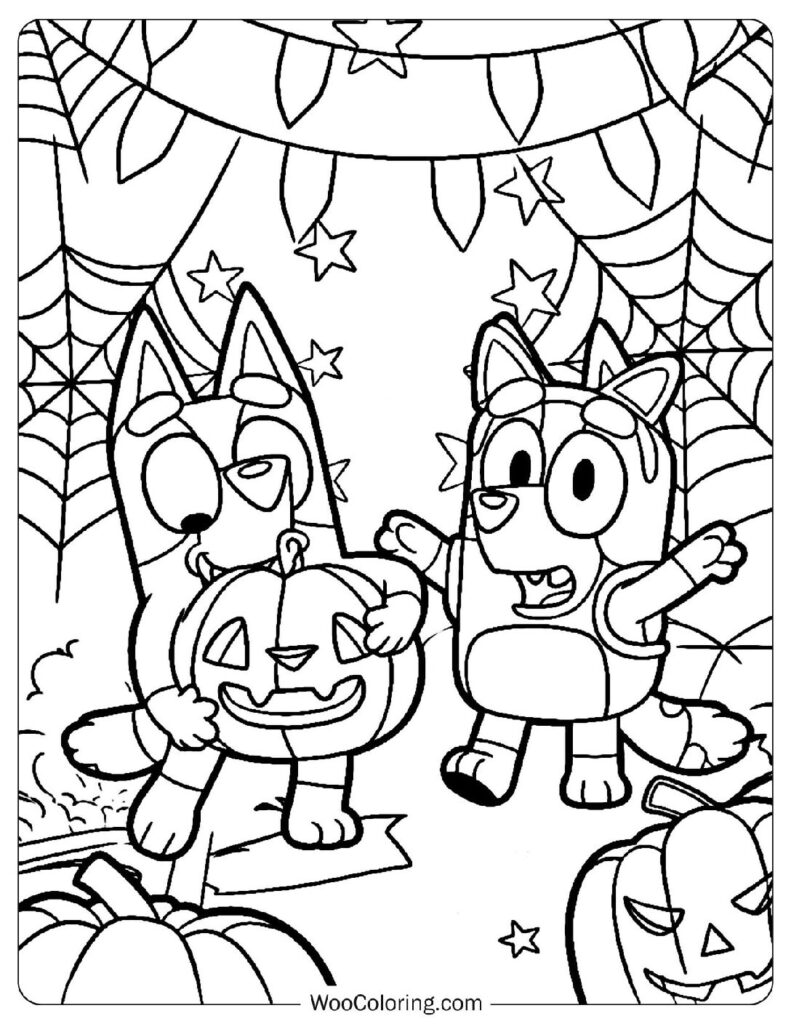 Bingo And Bluey Trick-Or-Treating Fun To Color