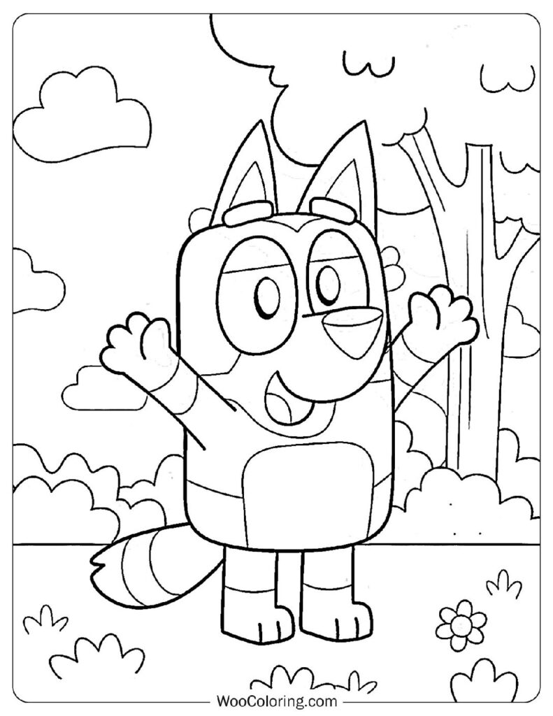 Bingo With Arms Up For A Big Hug For Kids Coloring