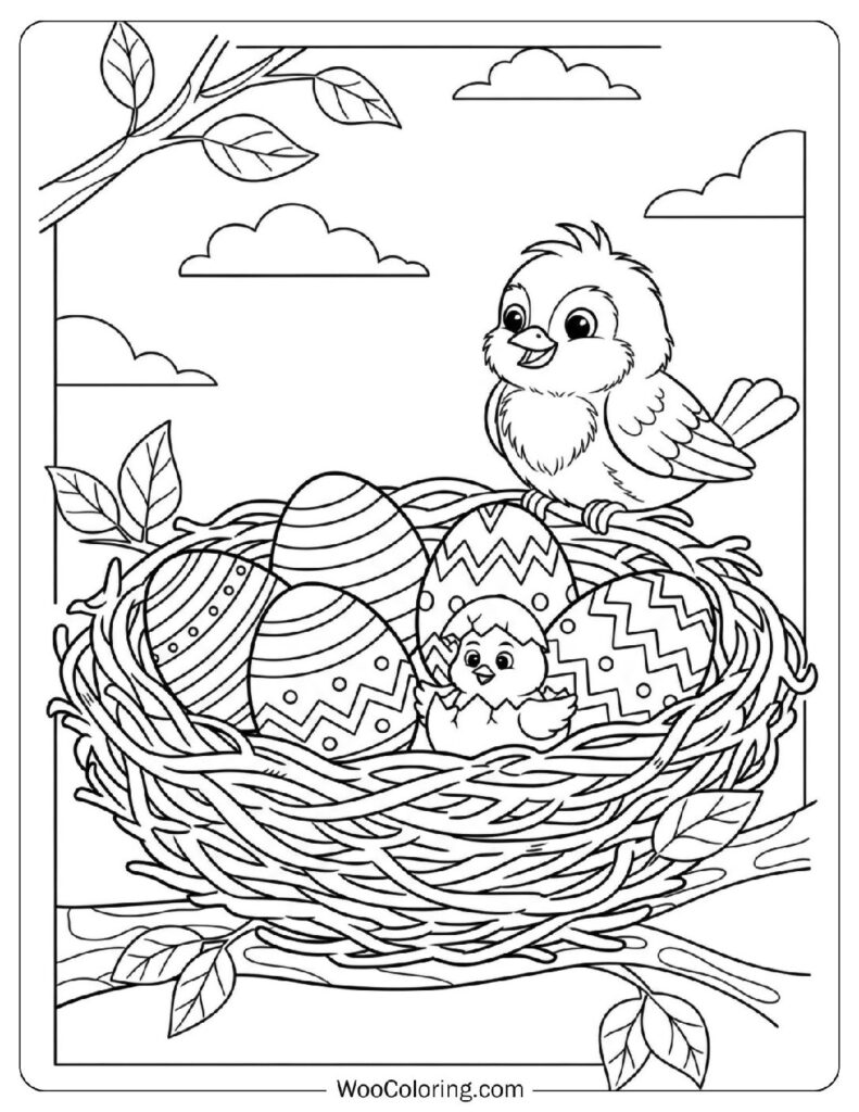 Bird's Nest with Decorated Easter Eggs