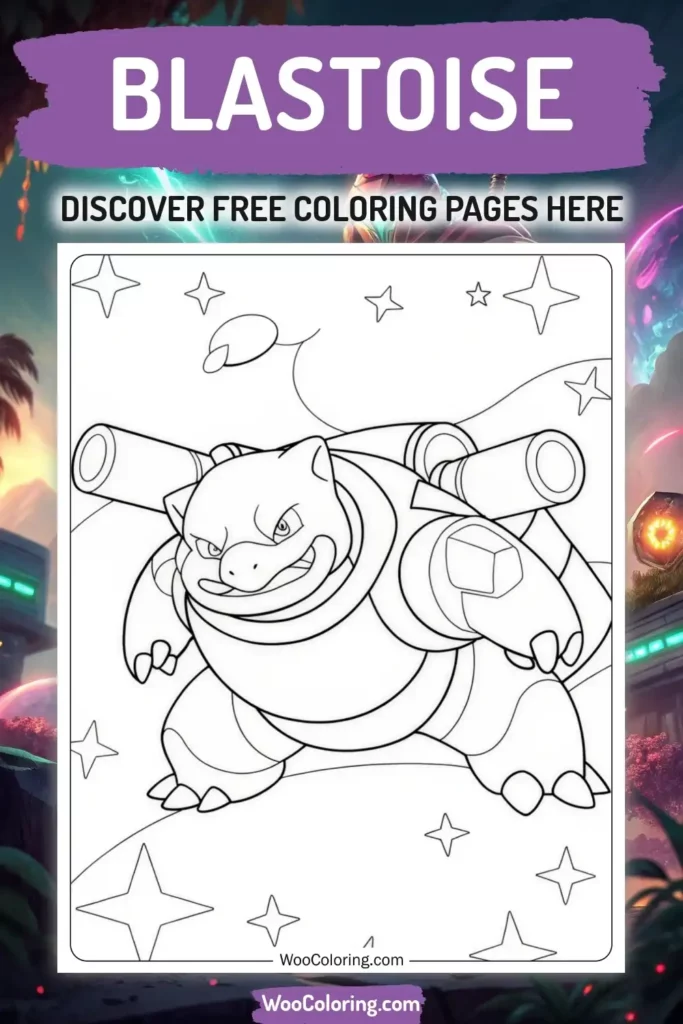 Blastoise coloring pages designs from video game