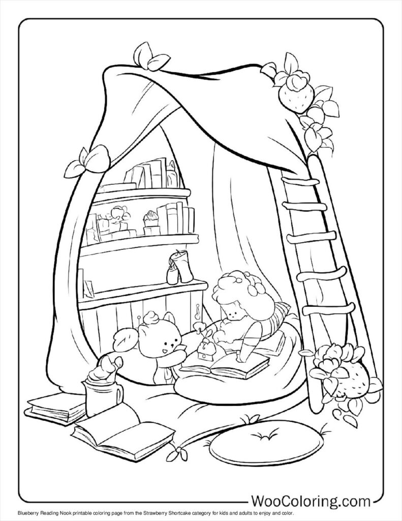 Blueberry Reading Nook Coloring In For Kids