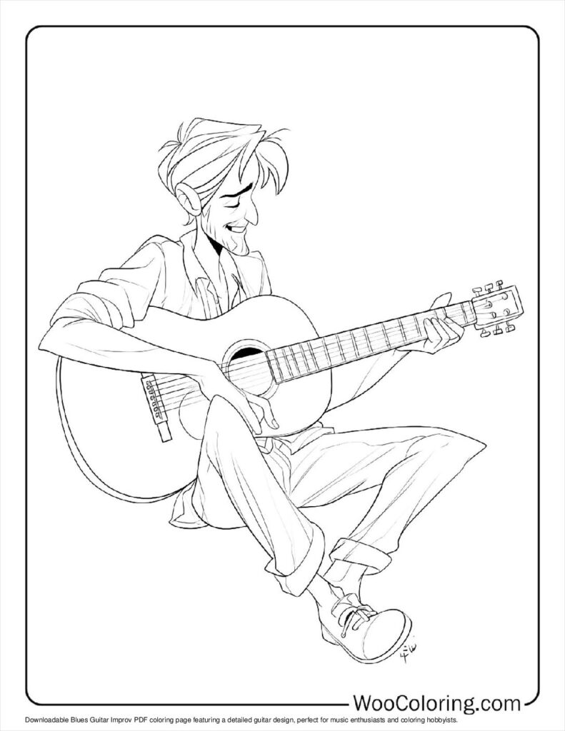 100  Guitar coloring pages  Free PDF To Print  - 69