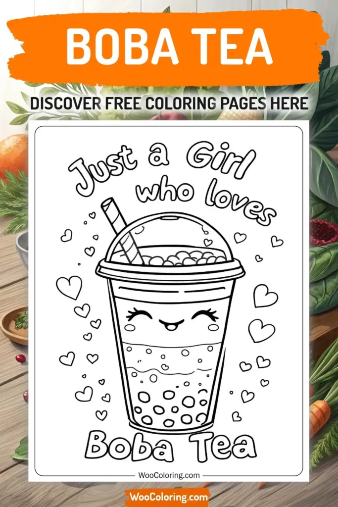 Boba Tea coloring pages designs with food