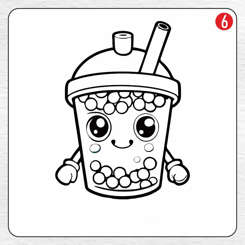 Boba Tea coloring page drawing step 6