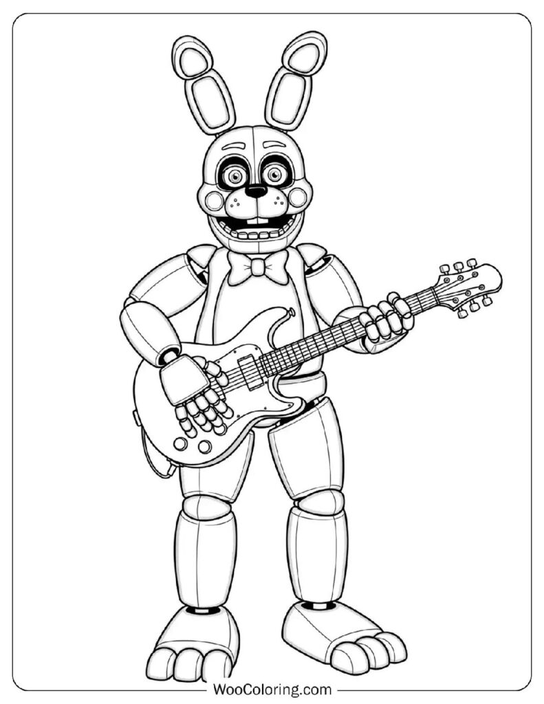 Bonnie Animatronic Robot Bunny Coloring Page