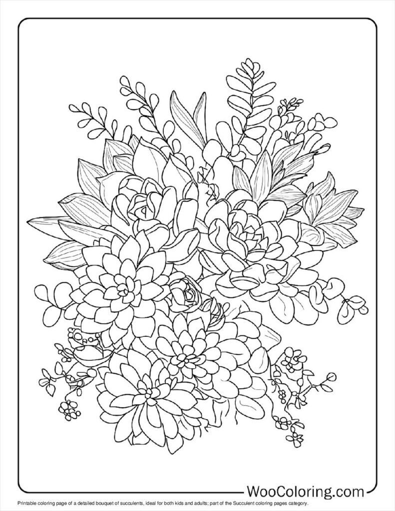 100  Succulent coloring pages  Free PDF To Print  - 76