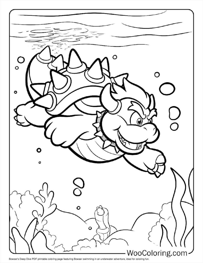 Bowser’s Deep Dive Coloring Sheet