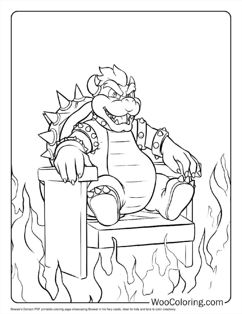 Bowser's Domain Coloring Page For Kids