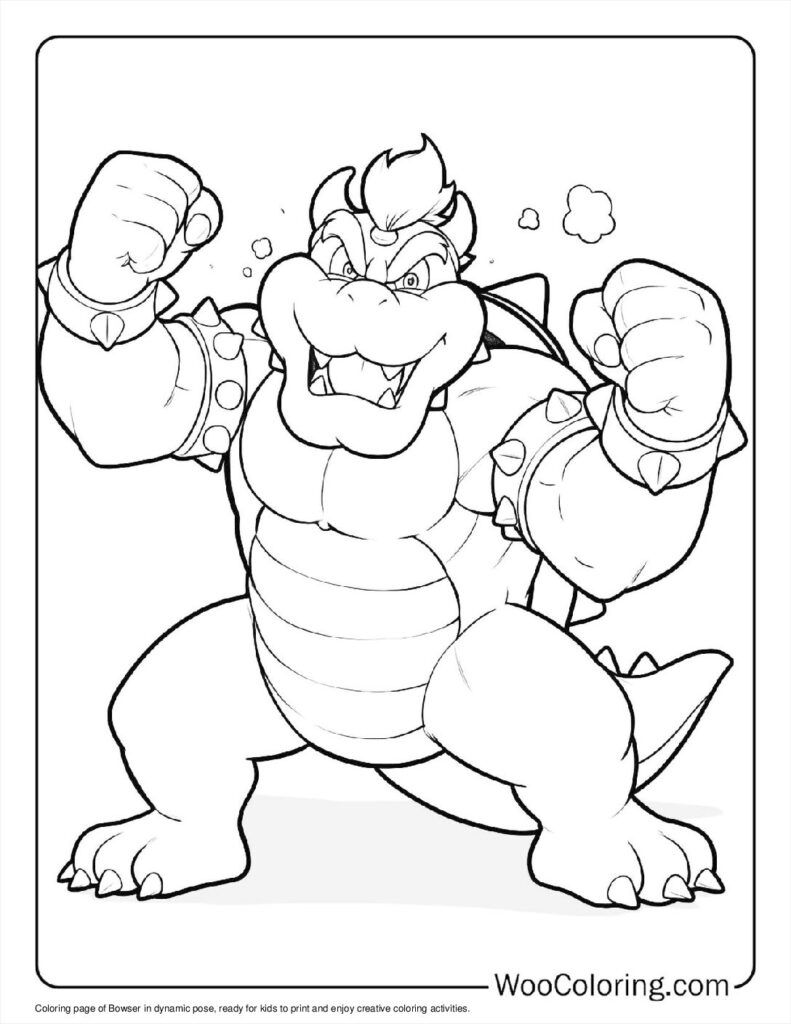 Bowser's Flex Coloring Page For Kids