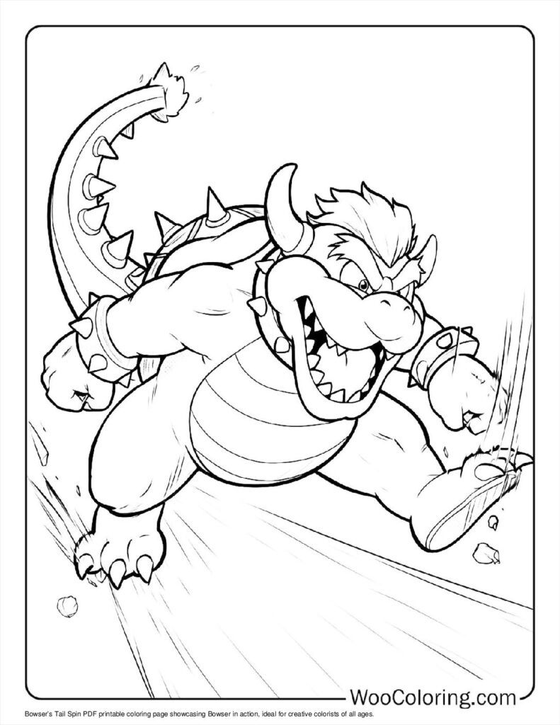 Bowser’s Tail Spin Coloring Page