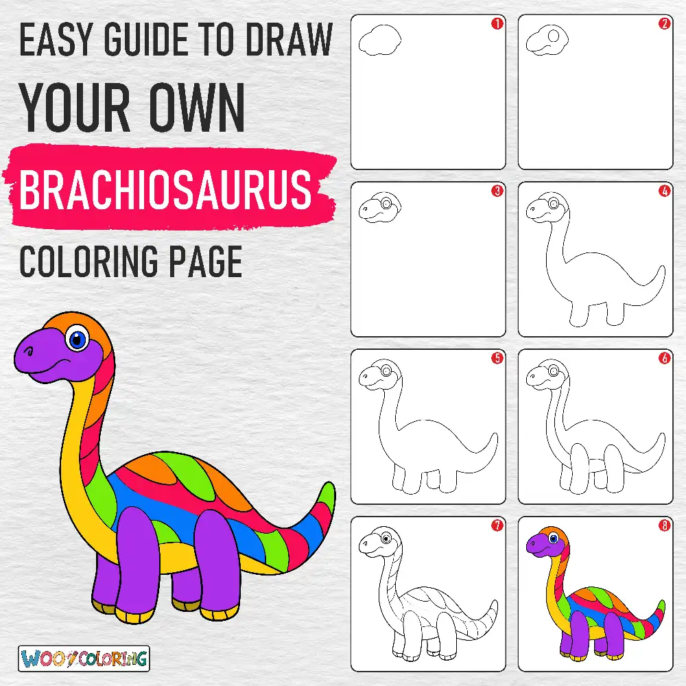 Brachiosaurus coloring page drawing guide