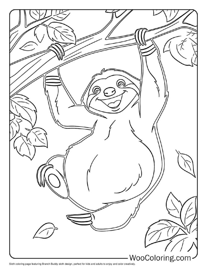 100  Sloth coloring pages  Free PDF To Print  - 4