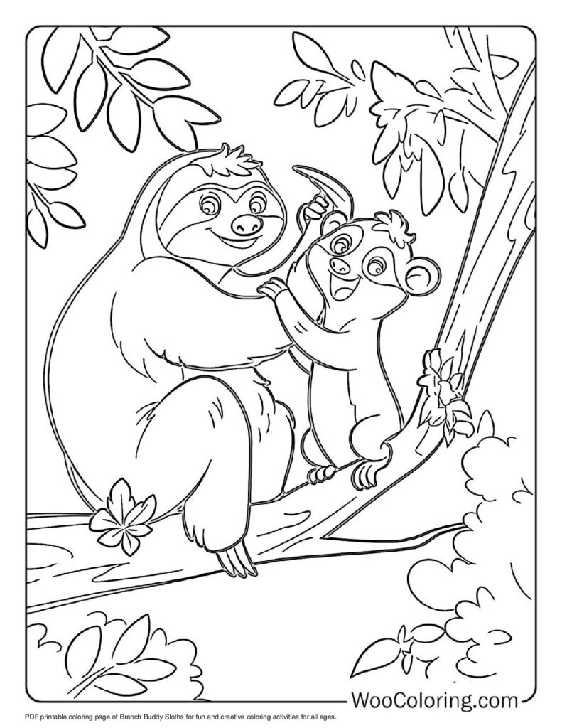 100  Sloth coloring pages  Free PDF To Print  - 42