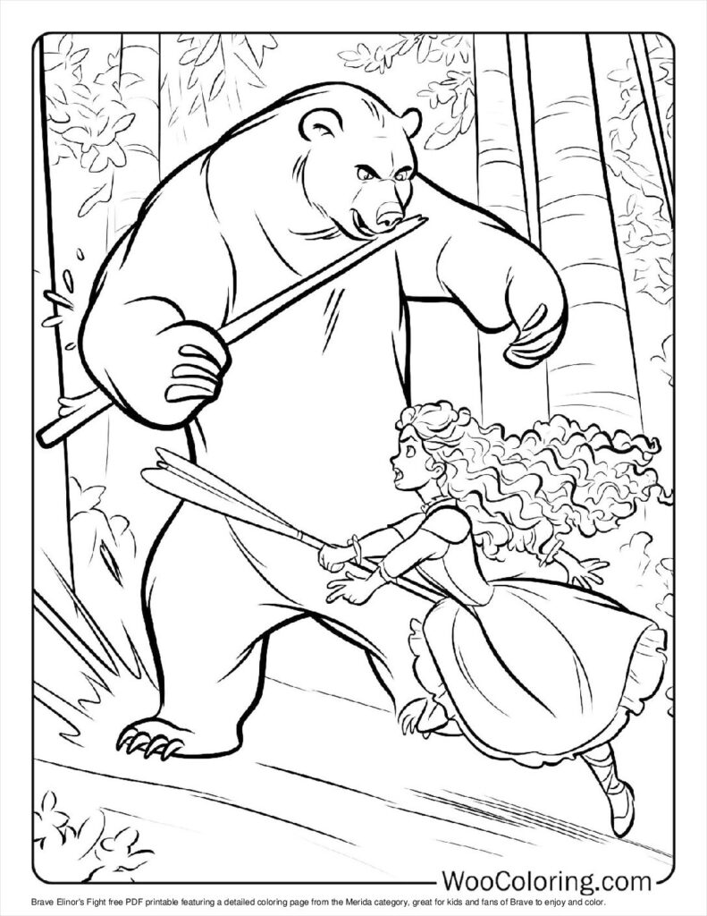 Brave Elinor's Fight Coloring Page