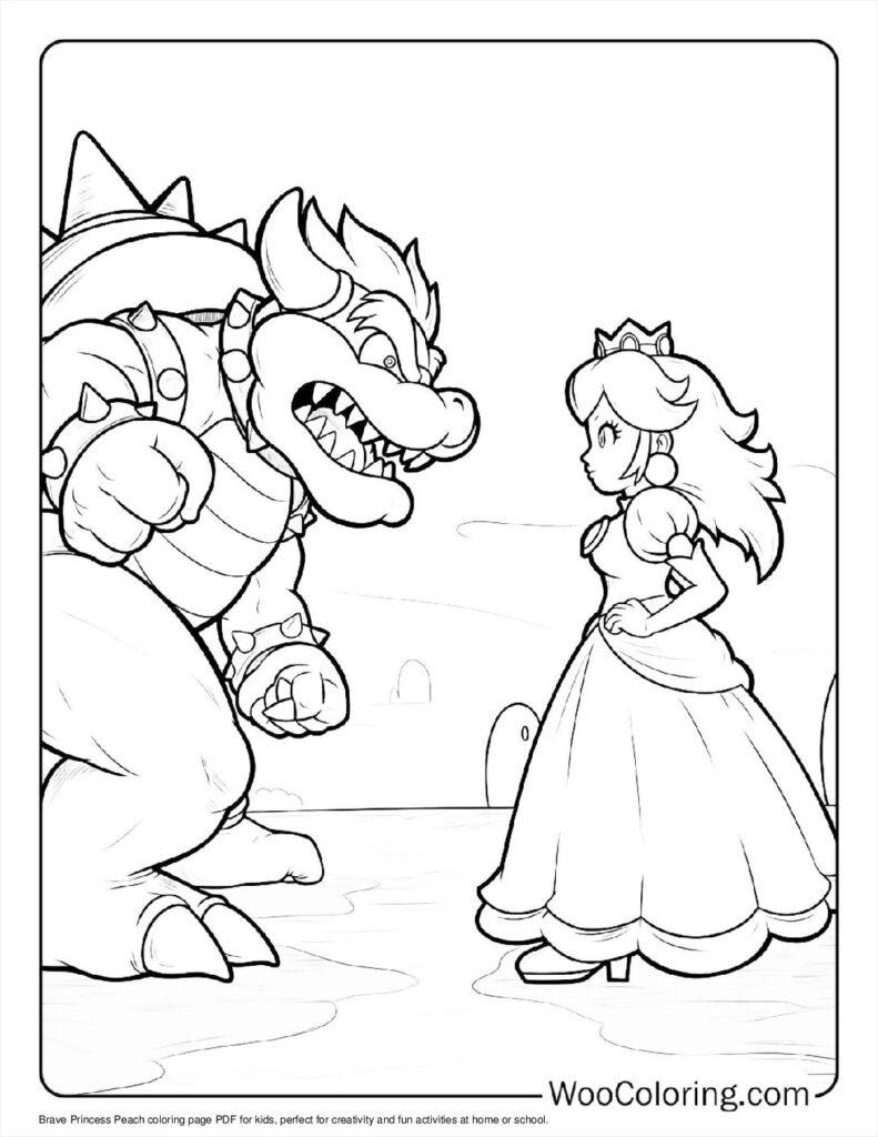 Brave Princess Peach Coloring Page