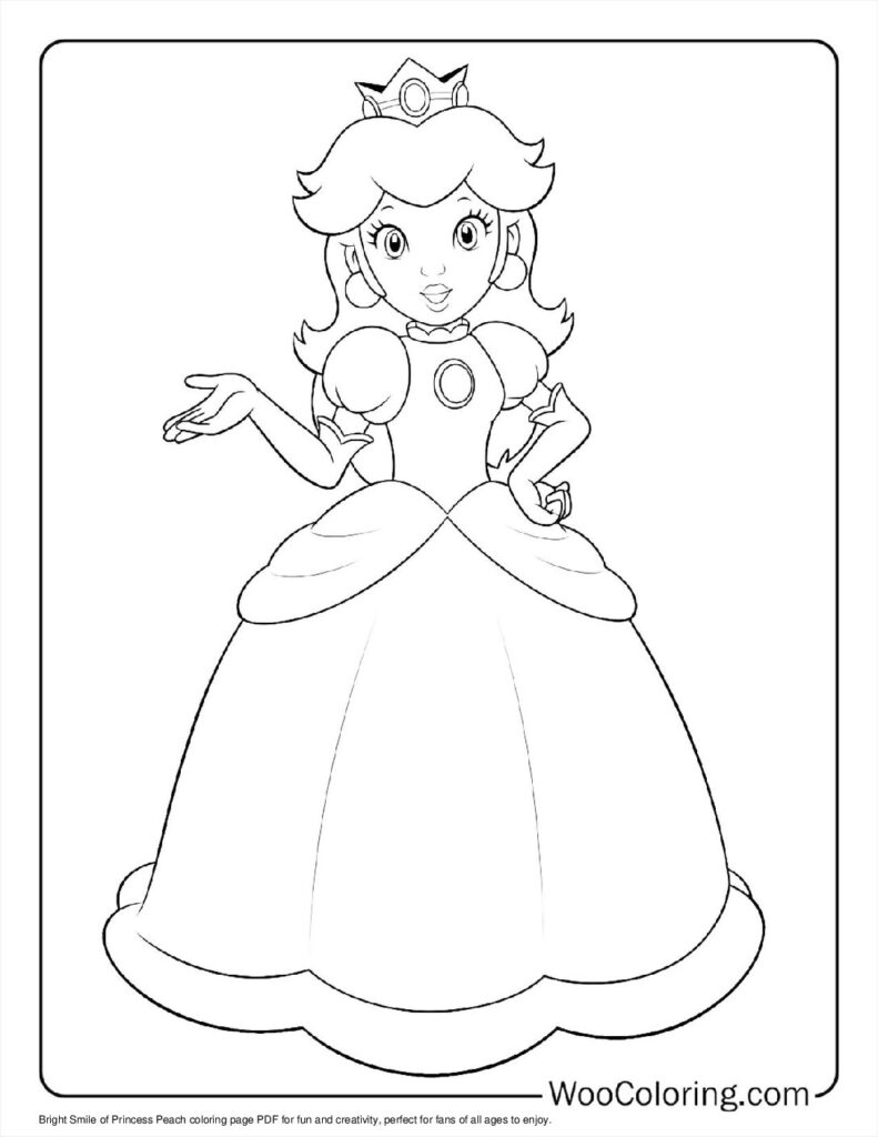 Bright Smile of Princess Peach To Color