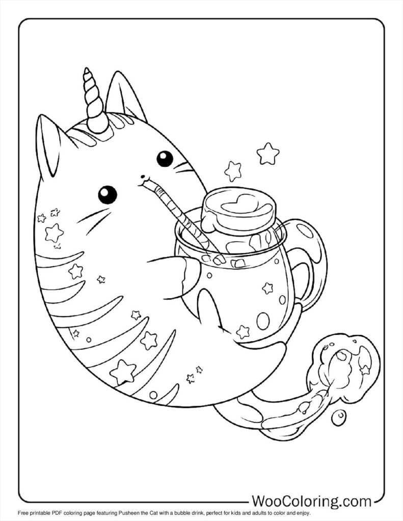 100  Unicorn Cat coloring pages  Free PDF To Print  - 99