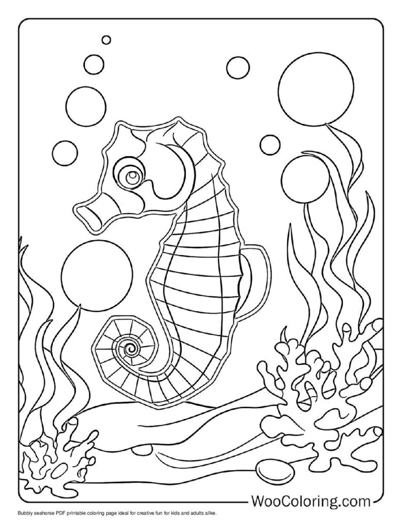 100  Seahorse coloring pages  Free PDF To Print  - 10
