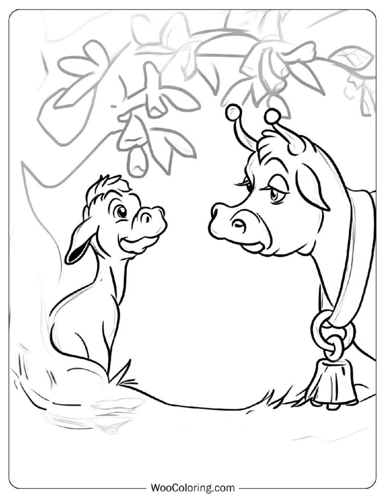 Bull Ferdinand And Mother Cow Coloring Page For Kids